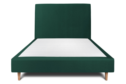 Lit 140x190 cm - Sommier tapissier H35 cm + tête de lit tapissée - Tissu Velours Vert