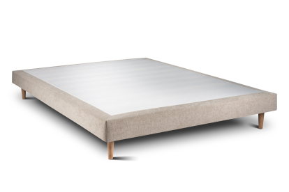 Lit 160x200 cm - Sommier tapissier H29 cm + tête de lit à lignes - Tissu Toile natté Beige Brun