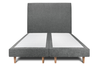 Lit 2x 100x200 cm - Sommier tapissier H29 cm + tête de lit tapissée - Tissu Toile natté Gris Anthracite