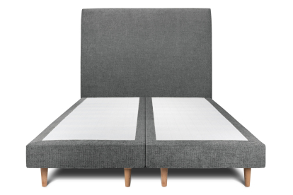 Lit 2x 100x200 cm - Sommier tapissier H29 cm + tête de lit tapissée - Tissu Toile natté Gris Anthracite