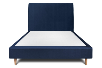 Lit 140x200 cm - Sommier tapissier H35 cm + tête de lit tapissée - Tissu Velours Bleu Océan