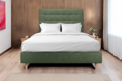 Tête de lit 160 cm Capitonnée - Tissu Toile Natté Vert Kaki
