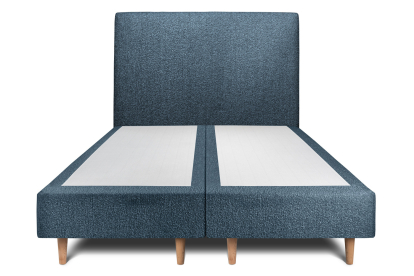 Lit 2x 80x200 cm - Sommier tapissier H35 cm + tête de lit tapissée - Tissu Bouclette Bleu