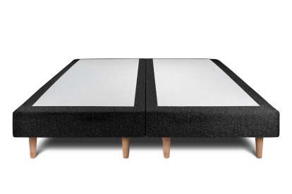 Lit 2x 80x200 cm - Sommier tapissier H29 cm + tête de lit tapissée - Tissu Bouclette Noir