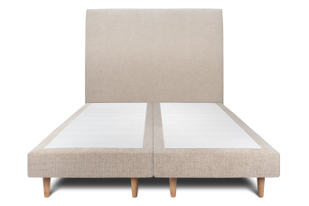 Lit 2x 100x200 cm - Sommier tapissier H29 cm + tête de lit tapissée - Tissu Toile natté Beige Brun