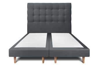 Lit 2x 100x200 cm - Sommier tapissier H29 cm + tête de lit capitonnée - Tissu Velours Gris Anthracite