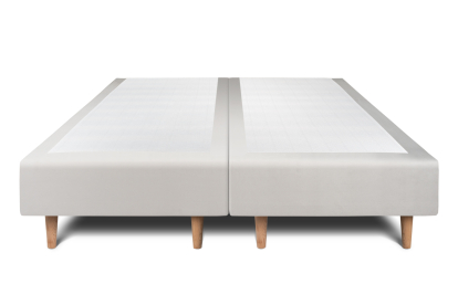Lit 2x 80x200 cm - Sommier tapissier H35 cm + tête de lit à lignes - Tissu Velours Gris Clair