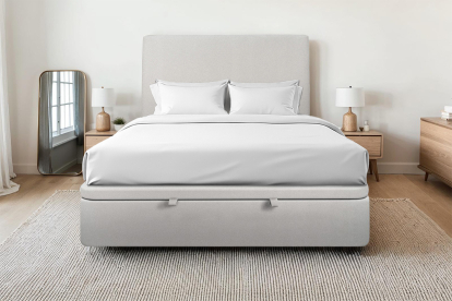 Sommier Coffre 200x200 cm - Velours - Gris clair