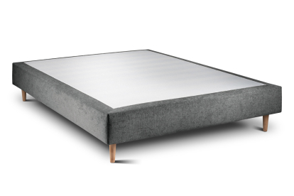 Lit 140x200 cm - Sommier tapissier H35 cm + tête de lit à lignes - Tissu Toile natté Gris Anthracite
