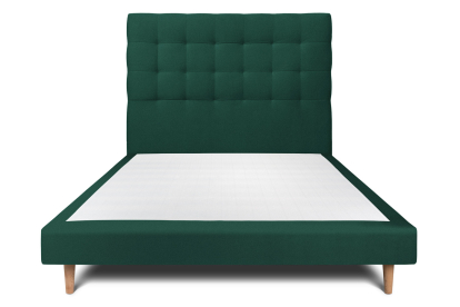 Lit 160x200 cm - Sommier tapissier H29 cm + tête de lit capitonnée - Tissu Velours Vert