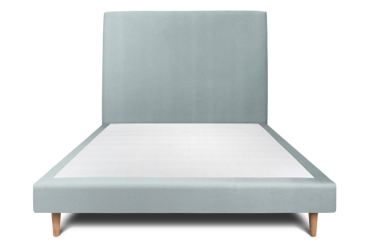 Lit 160x200 cm - Sommier tapissier H29 cm + tête de lit tapissée - Tissu Velours Gris Bleuté