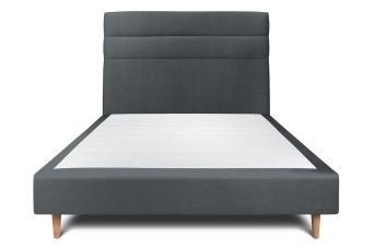 Lit 140x190 cm - Sommier tapissier H35 cm + tête de lit à lignes - Tissu Velours Gris Anthracite