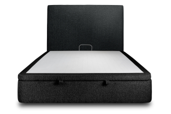 Lit coffre 160x200 cm avec Tête de lit tapissée - Tissu Bouclette Noir