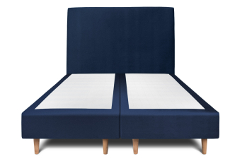 Lit 2x 100x200 cm - Sommier tapissier H35 cm + tête de lit tapissée - Tissu Velours Bleu Océan