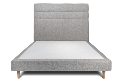 Lit 160x200 cm - Sommier tapissier H29 cm + tête de lit à lignes - Tissu Bouclette Gris