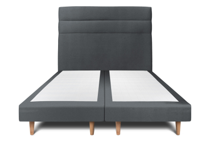 Lit 2x 90x200 cm - Sommier tapissier H29 cm + tête de lit à lignes - Tissu Velours Gris Anthracite