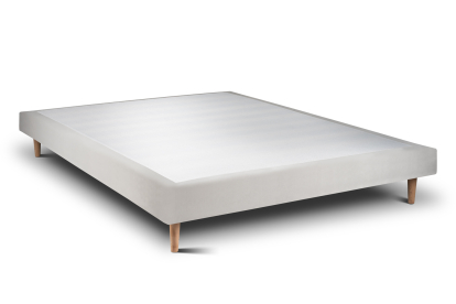 Lit 140x200 cm - Sommier tapissier H29 cm + tête de lit capitonnée - Tissu Velours Gris Clair