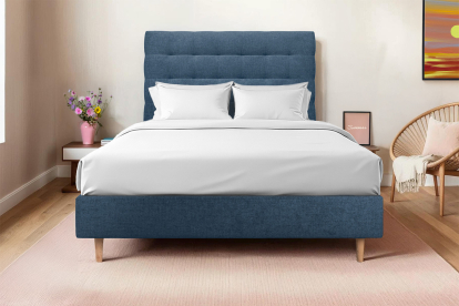 Tête de lit 180 cm Capitonnée - Tissu Toile Natté Bleu Ocean
