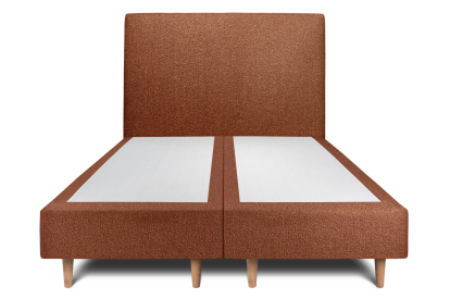 Lit 2x 80x200 cm - Sommier tapissier H35 cm + tête de lit tapissée - Tissu Bouclette Terracotta