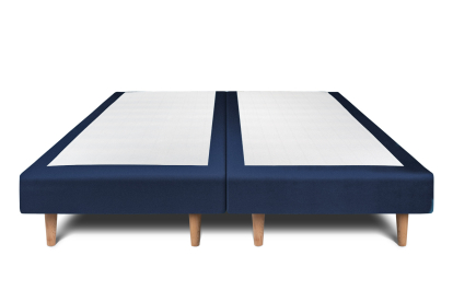Lit 2x 80x200 cm - Sommier tapissier H29 cm + tête de lit capitonnée - Tissu Velours Bleu Océan