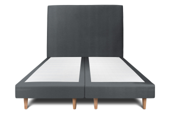 Lit 2x 90x200 cm - Sommier tapissier H29 cm + tête de lit tapissée - Tissu Velours Gris Anthracite