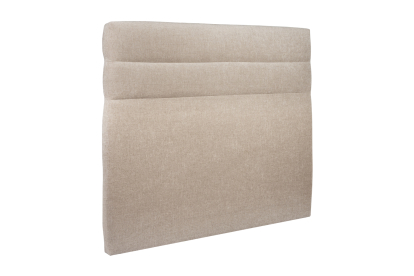 Lit 140x200 cm - Sommier tapissier H35 cm + tête de lit à lignes - Tissu Toile natté Beige Brun