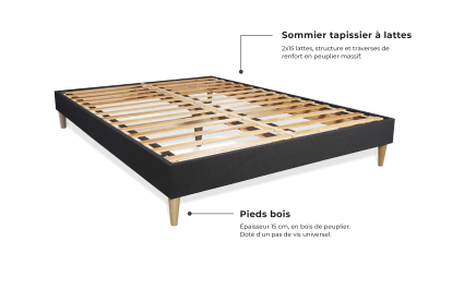 Sommier Tapissier à Lattes 200x200 cm - En kit à monter soi-même