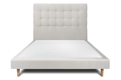 Lit 140x200 cm - Sommier tapissier H29 cm + tête de lit capitonnée - Tissu Velours Gris Clair