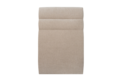 Lit 90x200 cm - Sommier tapissier H35 cm + tête de lit à lignes - Tissu Toile natté Beige Brun