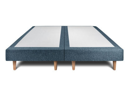 Lit 2x 80x200 cm - Sommier tapissier H29 cm + tête de lit tapissée - Tissu Bouclette Bleu