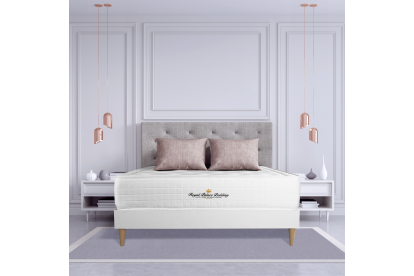Ensemble Matelas Sommier 140x200 cm - Sommier Blanc (déjà monté) - Buckingham