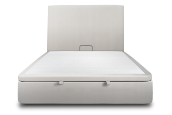 Lit coffre 160x200 cm avec Tête de lit tapissée - Tissu Velours Gris Clair