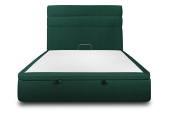 Lit coffre 200x200 cm avec Tête de lit à lignes - Tissu Velours Vert