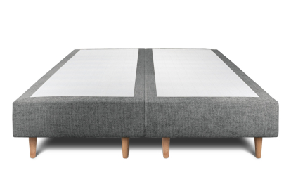Lit 2x 80x200 cm - Sommier tapissier H35 cm + tête de lit à lignes - Tissu Toile natté Gris Anthracite
