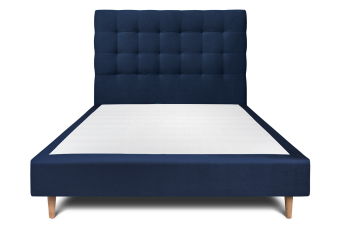 Lit 160x200 cm - Sommier tapissier H35 cm + tête de lit capitonnée - Tissu Velours Bleu Océan