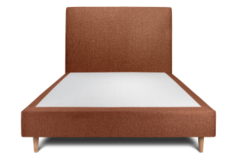 Lit 140x190 cm - Sommier tapissier H35 cm + tête de lit tapissée - Tissu Bouclette Terracotta