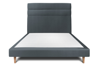 Lit 160x200 cm - Sommier tapissier H29 cm + tête de lit à lignes - Tissu Velours Gris Anthracite