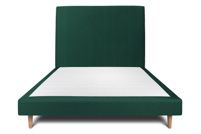 Lit 140x200 cm - Sommier tapissier H29 cm + tête de lit tapissée - Tissu Velours Vert