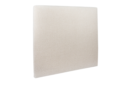 Lit 140x190 cm - Sommier tapissier H29 cm + tête de lit tapissée - Tissu Bouclette Beige Clair