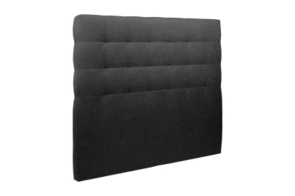 Lit 140x190 cm - Sommier tapissier H35 cm + tête de lit capitonnée - Tissu Toile natté Noir