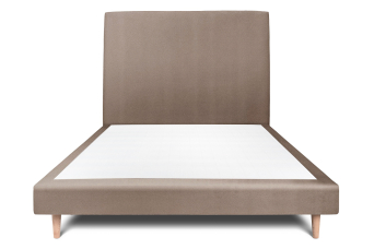 Lit 160x200 cm - Sommier tapissier H29 cm + tête de lit tapissée - Tissu Velours Taupe