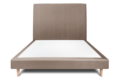Lit 160x200 cm - Sommier tapissier H29 cm + tête de lit tapissée - Tissu Velours Taupe