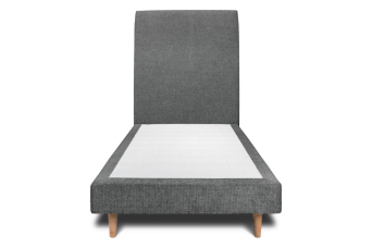 Lit 90x190 cm - Sommier tapissier H29 cm + tête de lit tapissée - Tissu Toile natté Gris Anthracite