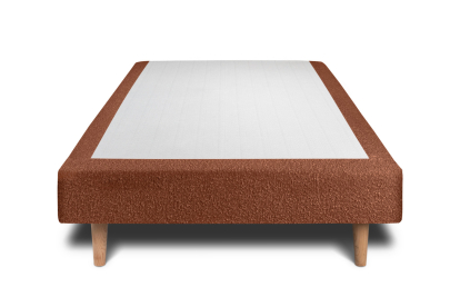 Lit 90x190 cm - Sommier tapissier H29 cm + tête de lit tapissée - Tissu Bouclette Terracotta