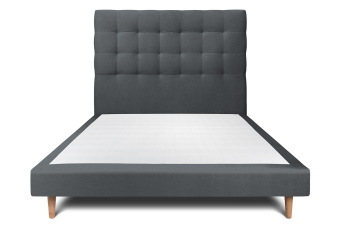 Lit 160x200 cm - Sommier tapissier H29 cm + tête de lit capitonnée - Tissu Velours Gris Anthracite