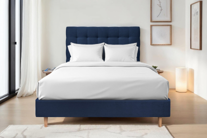 Tête de lit 160 cm Capitonnée - Tissu Velours Bleu Ocean
