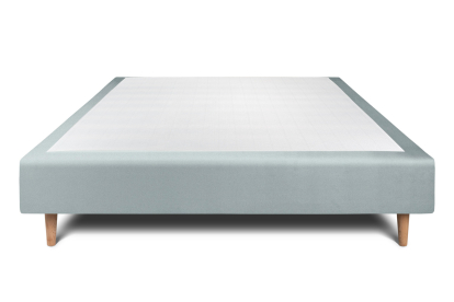Sommier Tapissier 140x190 cm - H35 cm - Velours - Gris bleuté