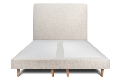 Lit 2x 100x200 cm - Sommier tapissier H29 cm + tête de lit tapissée - Tissu Bouclette Beige Clair