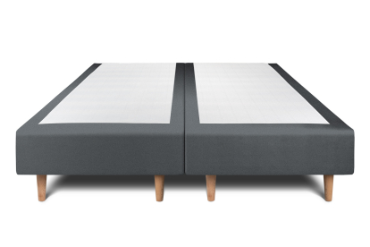 Lit 2x 80x200 cm - Sommier tapissier H35 cm + tête de lit capitonnée - Tissu Velours Gris Anthracite