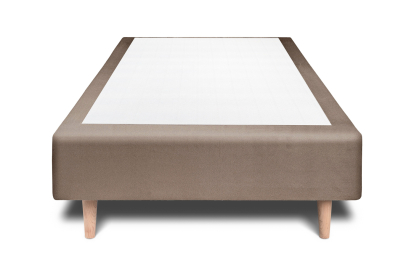 Lit 90x190 cm - Sommier tapissier H35 cm + tête de lit à lignes - Tissu Velours Taupe